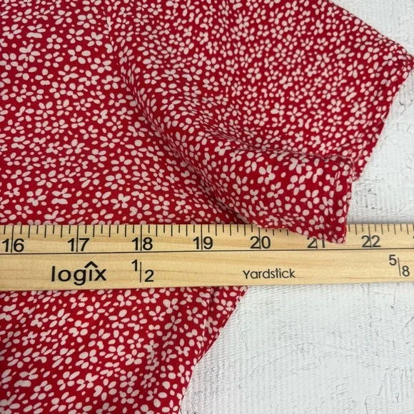 Divided By H&M Floral Red Button-Down Mini Dress Short Sleeves Tie Back - Medium - Picture 5 of 8